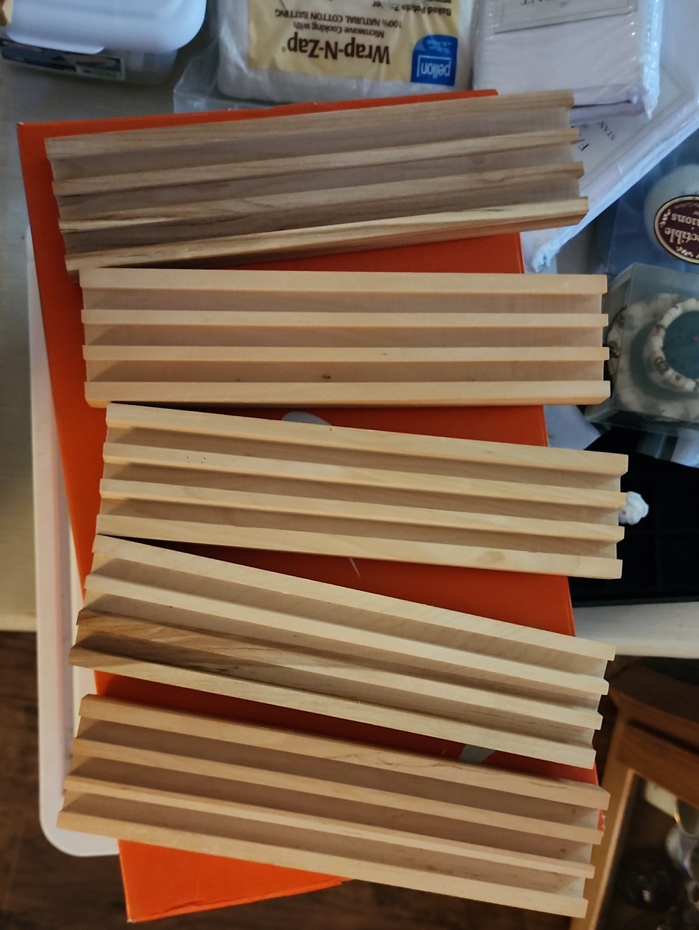 Wooden Quilting Ruler And Template Holders. Five All Together.